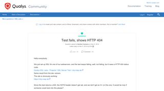 
                            7. Test fails, shows HTTP 404 | Qualys Community