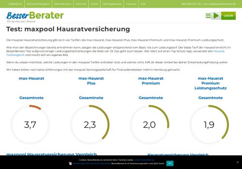 
                            12. Test: maxpool Hausratversicherung - BesserBerater