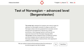 
                            2. Test of Norwegian – advanced level (Bergenstesten) - Folkeuniversitetet