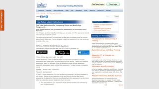 
                            1. Test Taker Login Instructions / About Us / Home - Insight Assessment