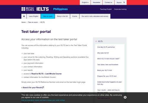 
                            7. Test taker portal - British Council | Philippines