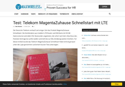 
                            13. Test: Telekom MagentaZuhause Schnellstart mit LTE | maxwireless.de