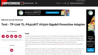 
                            11. Test - TP-Link TL-PA511KIT AV500 Gigabit Powerline ... - TecChannel