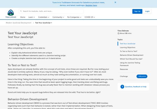 
                            9. Test Your JavaScript Unit | Salesforce Trailhead