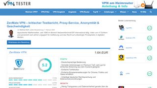 
                            4. Test: ZenMate VPN Kritischer Bericht. Proxy-Service, Anonymität und ...