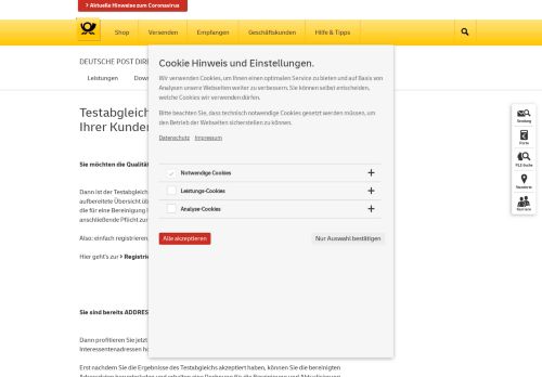 
                            3. Testabgleich | ADDRESSFACTORY WEB | Deutsche Post Direkt