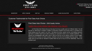 
                            8. Testimonials at First Class Auto Choice, Winston Salem, NC, 336-893 ...