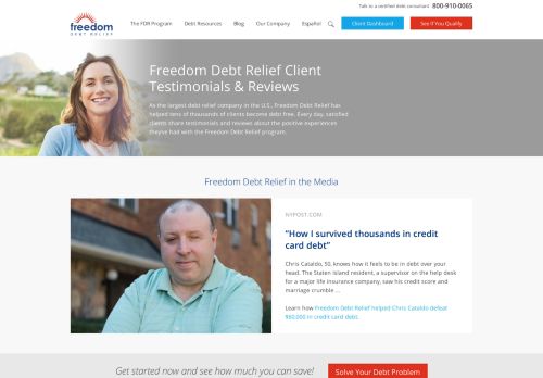 
                            3. Testimonials - Freedom Debt Relief