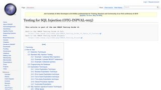 
                            8. Testing for SQL Injection (OTG-INPVAL-005) - OWASP