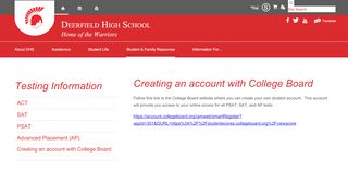 
                            5. Testing Information / Creating an account with College Board