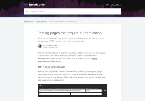 
                            10. Testing pages that require authentication | SpeedCurve Support