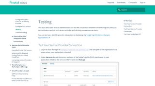 
                            12. Testing | Pivotal Web Services Docs