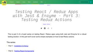 
                            9. Testing React / Redux Apps with Jest & Enzyme - Part 3: Testing ...