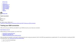 
                            2. Testing your SSH connection - GitHub Help