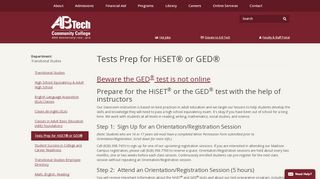 
                            10. Tests Prep for HiSET® or GED® | Transitional Studies | - A-B Tech