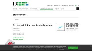 
                            6. Teststudio in Dresden – Dr. Haspel & Partner - Research & Results