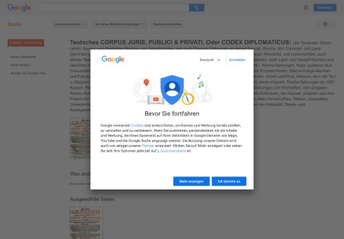 
                            8. Teutsches CORPUS JURIS, PUBLICI & PRIVATI, Oder CODEX DIPLOMATICUS: ...