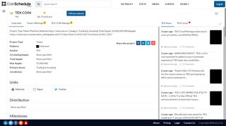 
                            2. TEX COIN (TEX) Price, Chart, Info - CoinSchedule