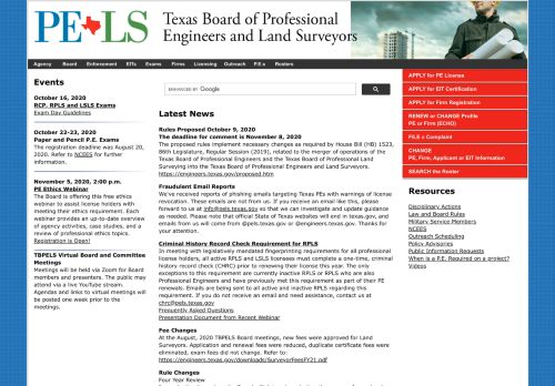
                            9. Texas Board of Professional Engineers Homepage