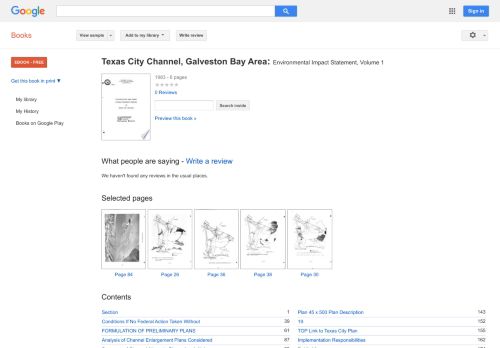 
                            11. Texas City Channel, Galveston Bay Area: Environmental Impact Statement