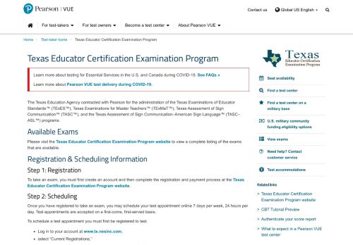 
                            6. Texas Educator Certification Examination Program - Pearson VUE