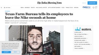 
                            12. Texas Farm Bureau tells its employees to leave the Nike swoosh at ...