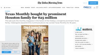 
                            10. Texas Monthly bought by prominent Houston family for $25 million ...