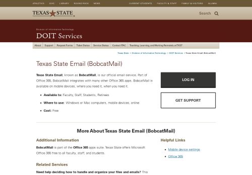 
                            10. Texas State Email (BobcatMail) : DOIT Services : Texas State University