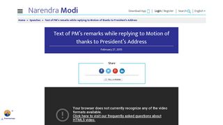 
                            5. Text of PM's remarks while replying to Motion of thanks to President's ...