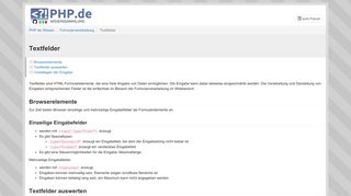 
                            9. Textfelder · PHP.de Wissenssammlung
