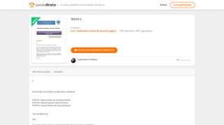 
                            5. TEXTO 1 - Ava - Ambiente Virtual de Aprendizagem - Passei Direto