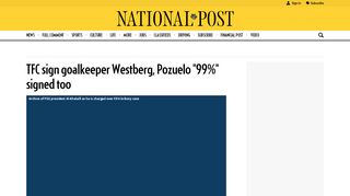 
                            5. TFC sign goalkeeper Westberg, Pozuelo “99%” signed too | National ...