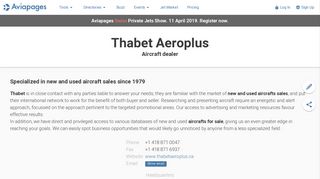 
                            10. Thabet Aeroplus - aircraft dealer - Aviapages.com