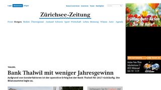 
                            10. Thalwil: Bank Thalwil mit weniger Jahresgewinn - Horgen - zsz.ch