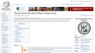 
                            8. Thangal Kunju Musaliar College of Engineering - Wikipedia