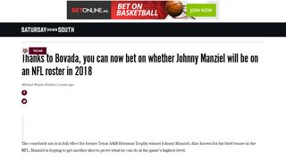 
                            12. Thanks to Bovada, you can now bet on whether Johnny Manziel will ...