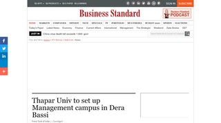 
                            13. Thapar Univ to set up Management campus in Dera Bassi ...