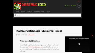 
                            13. That Overwatch Lucio-Oh's cereal is real - Destructoid