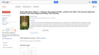 
                            7. That's My Story, Book 1 - Taking a Courageous Path. a Search for Who ...