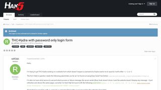 
                            6. THC-Hydra with password only login form - Questions - Hak5 Forums