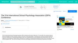 
                            10. The 31st International School Psychology Association (ISPA ...