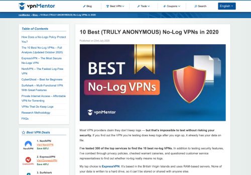 
                            9. The 5 Best (VERIFIED) No-Log VPNs – Safest & Cheapest in 2019