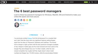 
                            10. The 6 best password managers | CSO Online