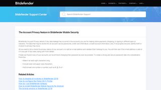 
                            12. The Account Privacy feature in Bitdefender Mobile Security