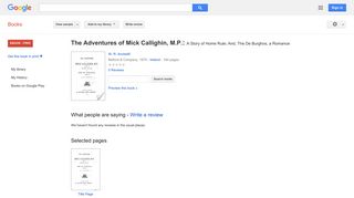 
                            12. The Adventures of Mick Callighin, M.P.: A Story of Home ...