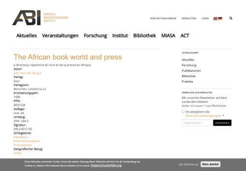 
                            13. The African book world and press | Arnold-Bergstraesser-Institut