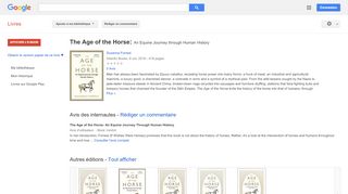 
                            6. The Age of the Horse: An Equine Journey through Human History - Résultats Google Recherche de Livres