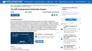 
                            8. The Aief Undergraduate Scholarship Program - Scholarships.com