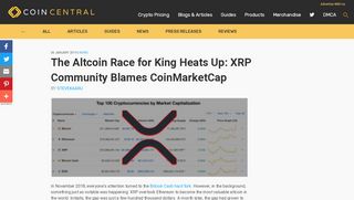 
                            13. The Altcoin Race for King Heats Up: XRP Community Blames ...