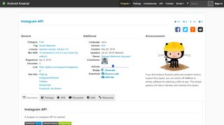 
                            8. The Android Arsenal - Social Networks - Instagram API